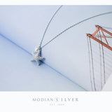 Marine Life Zircon Starfish Pearl Sterling Silver Necklace