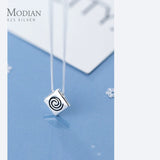 Geometric Rhombus Sterling Silver Pendant for Women Box Chain Necklace