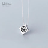 Geometric Rhombus Sterling Silver Pendant for Women Box Chain Necklace