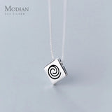 Geometric Rhombus Sterling Silver Pendant for Women Box Chain Necklace