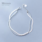 Minimalist Bamboo Chain Bracelet 925 Sterling Silver