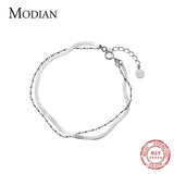 Minimalist Bamboo Chain Bracelet 925 Sterling Silver