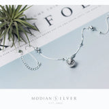 Minimalism Bell Beaded Anklet Bracelet 925 Sterling Silver Chain