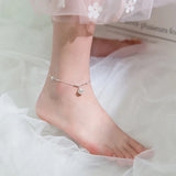 Minimalism Bell Beaded Anklet Bracelet 925 Sterling Silver Chain