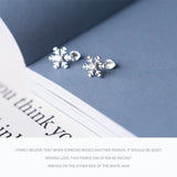 Minimalist Clear CZ Snowflake Clip Earrings 925 Sterling Silver Allergy-Free