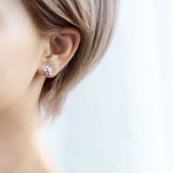 Minimalist Clear CZ Snowflake Clip Earrings 925 Sterling Silver Allergy-Free