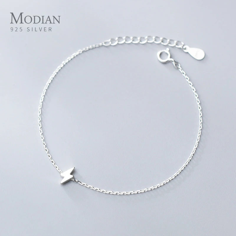 Minimalist Lightning Bracelet 925 Silver Chain Fine Jewelry