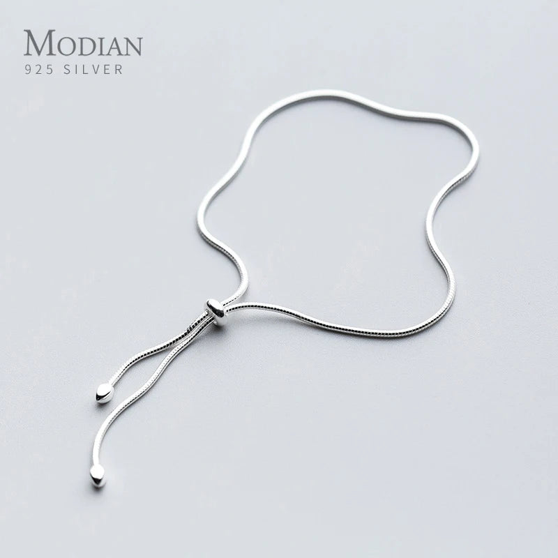 Minimalism 925 Silver Bracelet for Women Adjustable Charm Bracelet