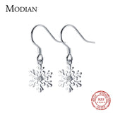 Minimalist 925 Silver Snowflake Dangle Earrings for Women
