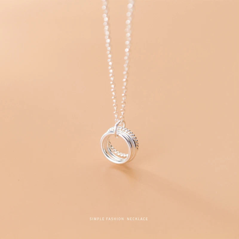 Minimalism Circle Pendant Necklace 925 Sterling Silver Fine Jewelry