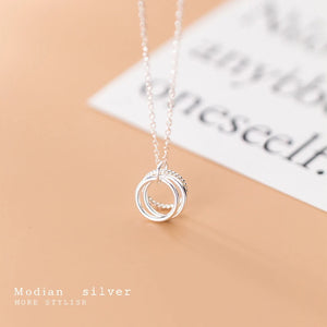 Minimalism Circle Pendant Necklace 925 Sterling Silver Fine Jewelry