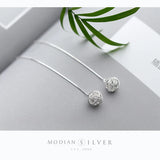 Sterling Silver Long Chain Ball Earrings for Women
