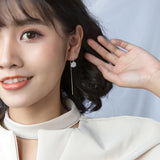 Sterling Silver Long Chain Ball Earrings for Women