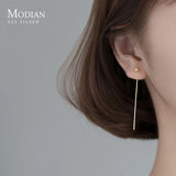 925 Silver Long Beads Stud Earrings for Women