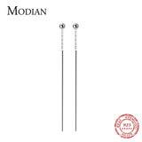 925 Silver Long Beads Stud Earrings for Women