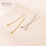 925 Silver Long Beads Stud Earrings for Women