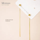 925 Silver Long Beads Stud Earrings for Women