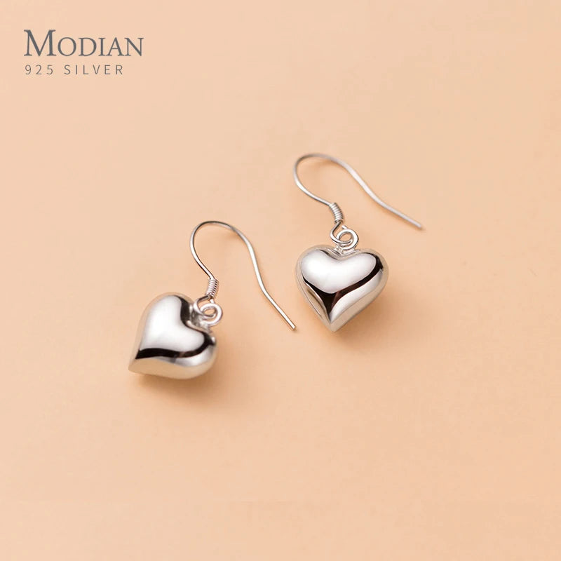 925 Silver Heart Earrings for Women Girl Birthday Gift