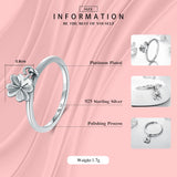 Minimalist Charm Flower Clover Swing Ring 925 Sterling Silver Vintage