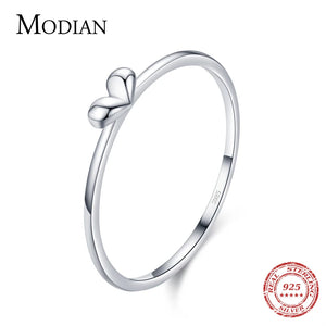 925 Sterling Silver Heart Finger Ring Romantic Love Statement Jewelry