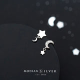 Clear CZ Swing Stud Earrings 925 Sterling Silver Charm Studs Ear