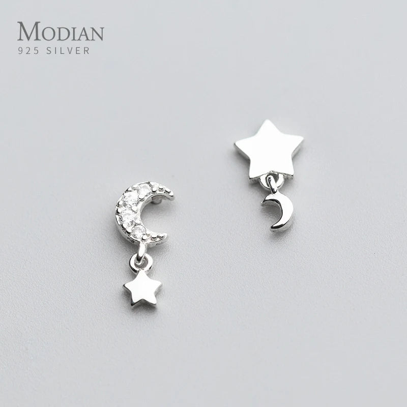 Clear CZ Swing Stud Earrings 925 Sterling Silver Charm Studs Ear