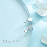 Clear CZ Swing Stud Earrings 925 Sterling Silver Charm Studs Ear