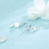 Clear CZ Swing Stud Earrings 925 Sterling Silver Charm Studs Ear