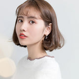Moon & Stars Swing Zircon Stud Earrings 925 Silver Romantic Earring For Women