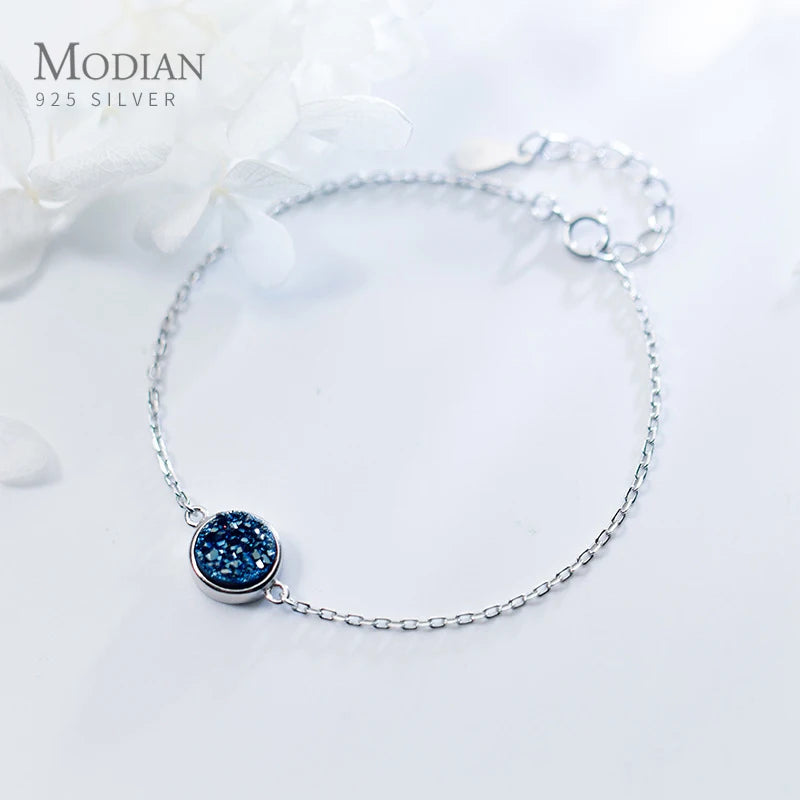Crystal Sparkling Round Chain Bracelet 925 Sterling Silver Women's Jewelry Gift