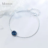 Crystal Sparkling Round Chain Bracelet 925 Sterling Silver Women's Jewelry Gift