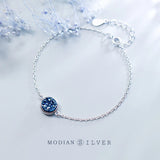 Crystal Sparkling Round Chain Bracelet 925 Sterling Silver Women's Jewelry Gift