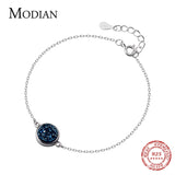 Crystal Sparkling Round Chain Bracelet 925 Sterling Silver Women's Jewelry Gift