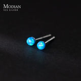 Multicolor Tiny Opal Stud Earrings 925 Silver Small Ear Studs