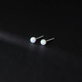 Multicolor Tiny Opal Stud Earrings 925 Silver Small Ear Studs