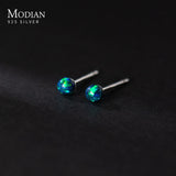 Multicolor Tiny Opal Stud Earrings 925 Silver Small Ear Studs