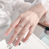 Colorful Crystal Water Drop Flower Ring Adjustable Sterling Silver 925 Fine Jewe
