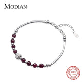 Garnet Sterling Silver Bracelet for Women Ethnic Style Jewelry