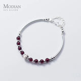 Garnet Sterling Silver Bracelet for Women Ethnic Style Jewelry