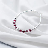 Garnet Sterling Silver Bracelet for Women Ethnic Style Jewelry