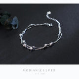 925 Silver Double Layer Bracelet with Stars Charm