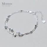 925 Silver Double Layer Bracelet with Stars Charm
