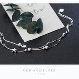 925 Silver Double Layer Bracelet with Stars Charm
