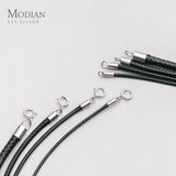 925 Silver Buckle Chain Braided Leather Necklace for Women