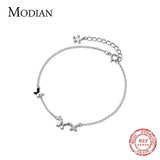 925 Silver Clear CZ Butterfly Chain Bracelet for Women Girl