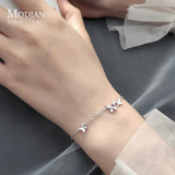 925 Silver Clear CZ Butterfly Chain Bracelet for Women Girl