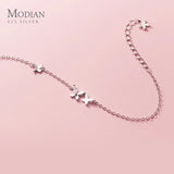 925 Silver Clear CZ Butterfly Chain Bracelet for Women Girl