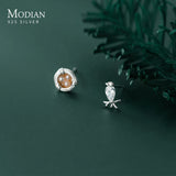 925 Silver Clear CZ Birds Pearl Nest Stud Earring Women Fine Jewelry