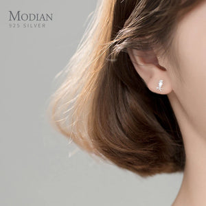 925 Silver Clear CZ Birds Pearl Nest Stud Earring Women Fine Jewelry