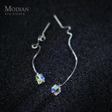 925 Silver Crystal Square Drop Earrings, Dangle Earring Gift